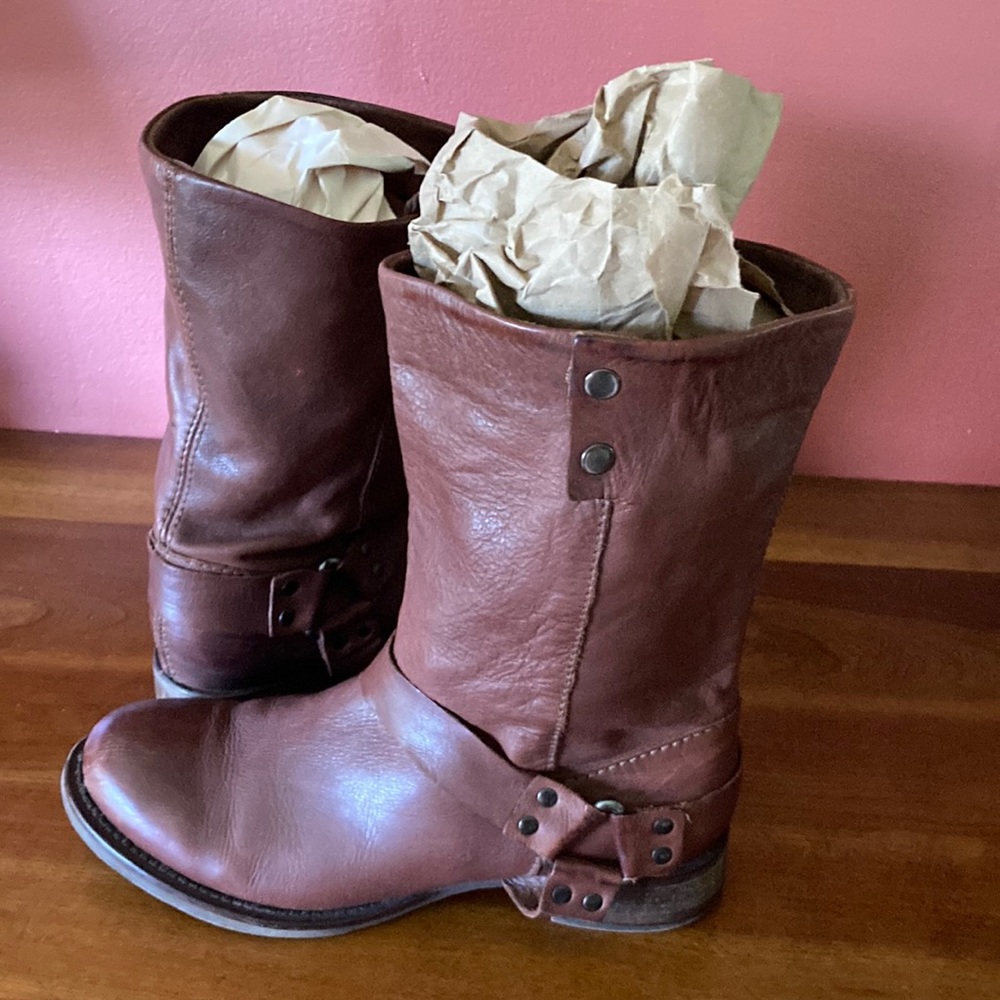 ZARA Trafaluc Leather Harness Boots